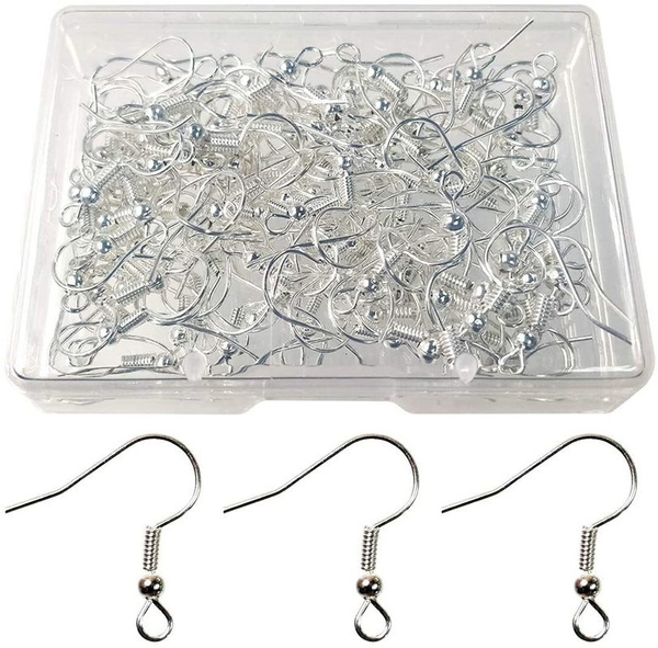 120pcs Earring Hooks with Ball and Coil, Hypo Allergenic Plated Silver Ear  Wires with Transparent Storage Box, for DIY Jewelry Making Hypoallergenic  Earring Fish Hooks Connectors 18mm Ear Wires (Color:Silver/Gold )